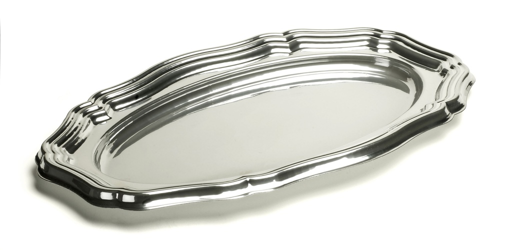 [SIL00120-50-SAT] Plateau ovale argenté rPET 40x27cm 10x5pcs