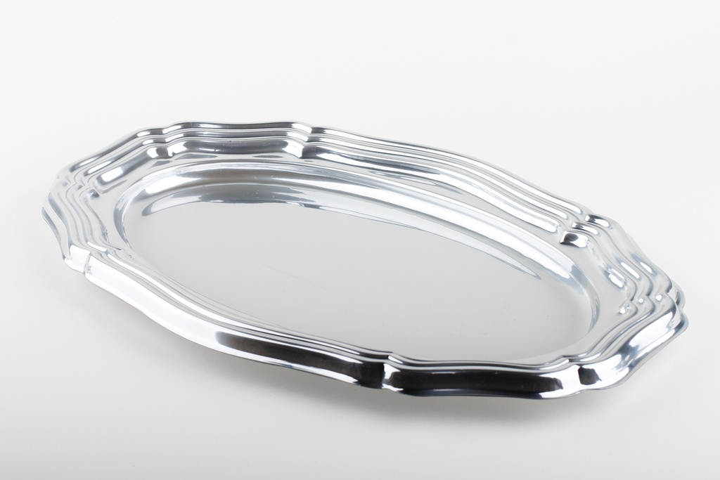 Plateau ovale argenté rPET 46x30cm 10x5pcs