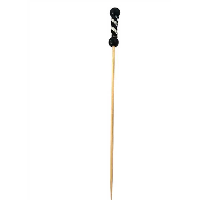[B59B-BEX] Brochette décorative "Corde blanc/noir" 9cm 12x100pcs
