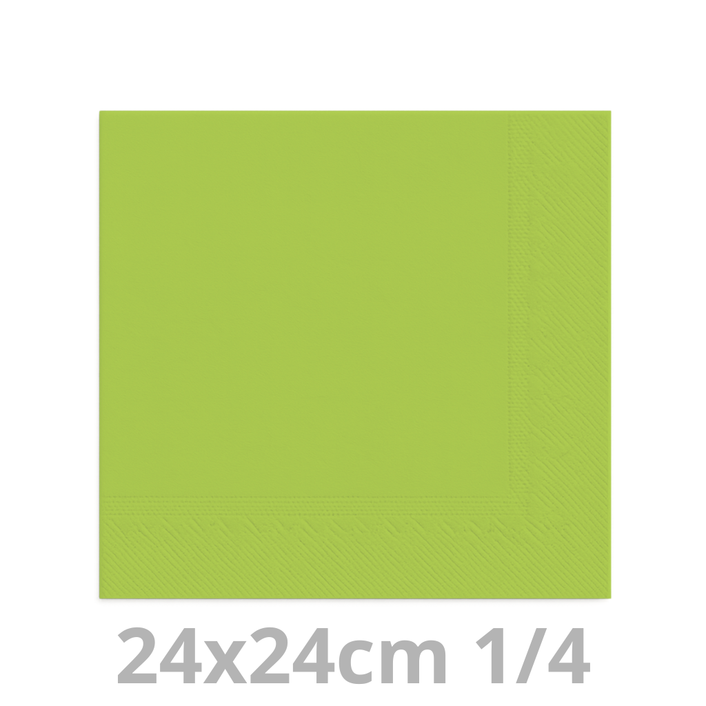 [4V24VEL-BRK] Serviette vert lime 2 plis 24x24cm 8x300pcs