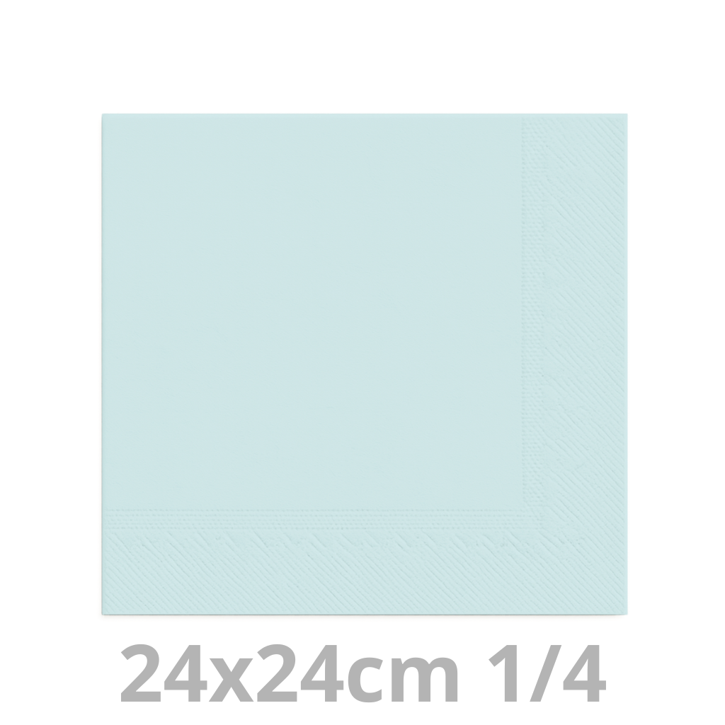 Serviette bleu clair 2 plis 24x24cm 8x300pcs