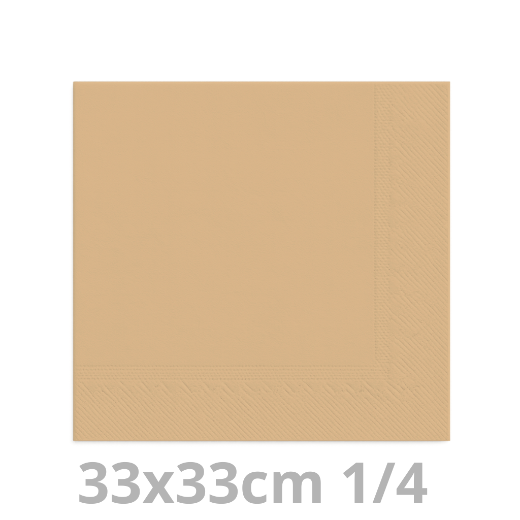 Serviette havana kraft 2 plis 1/4  33x33cm 20x100pcs