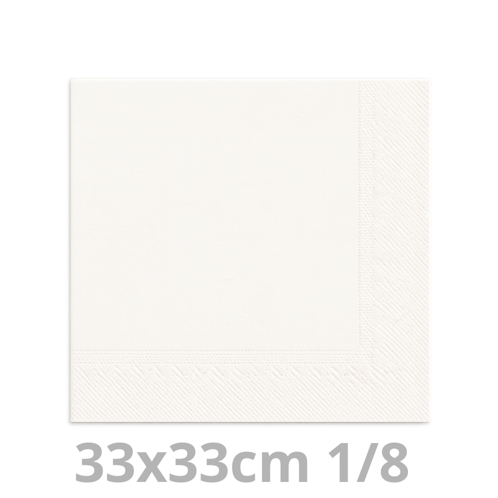 Serviette blanc 2 plis 1/8 33x33cm 20x100pcs