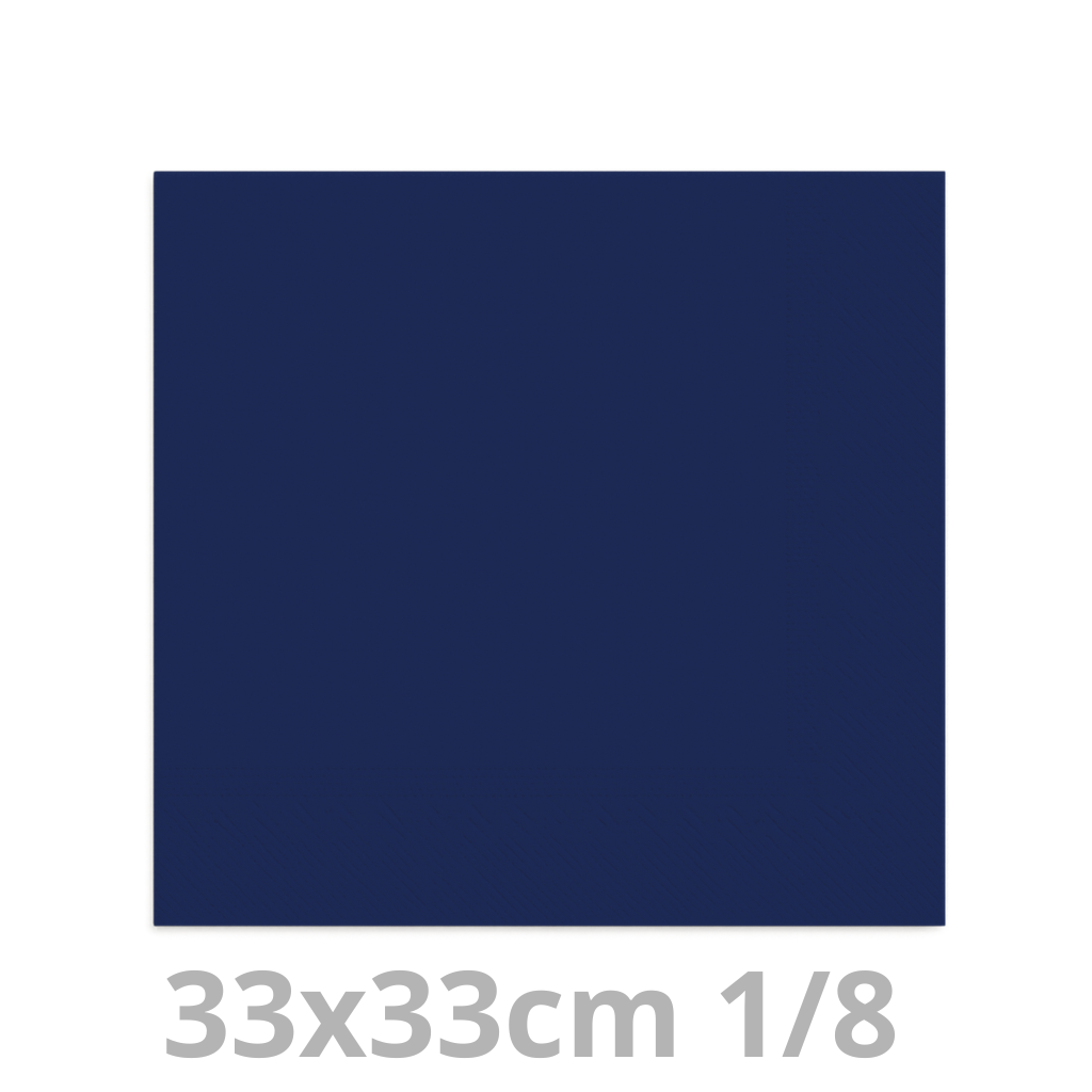 Serviette bleu foncé 2 plis 1/8 33x33cm 20x100pcs
