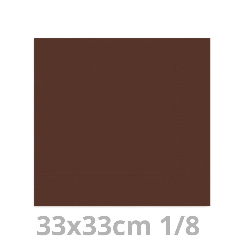 Serviette brun 2 plis 1/8 33x33cm 20x100pcs