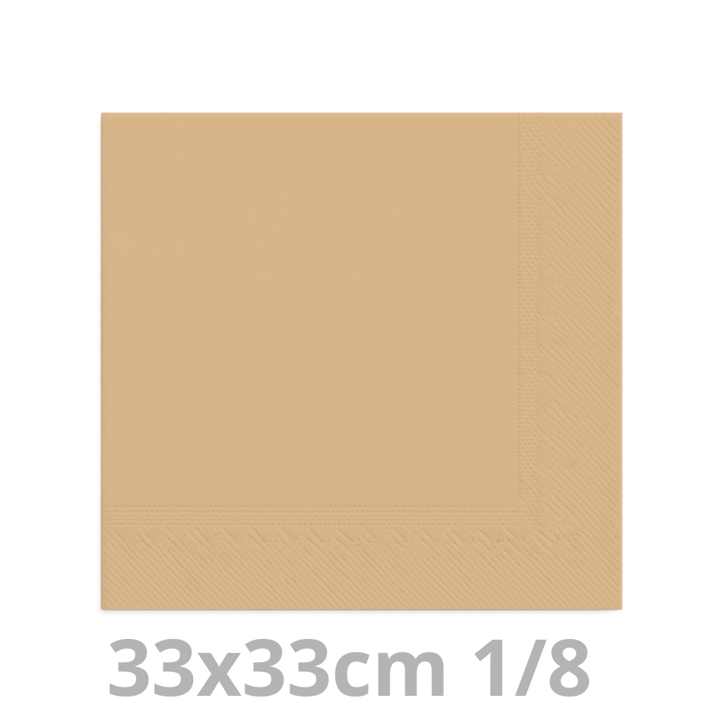 Serviette havana kraft 2 plis 1/8  33x33cm 20x100pcs