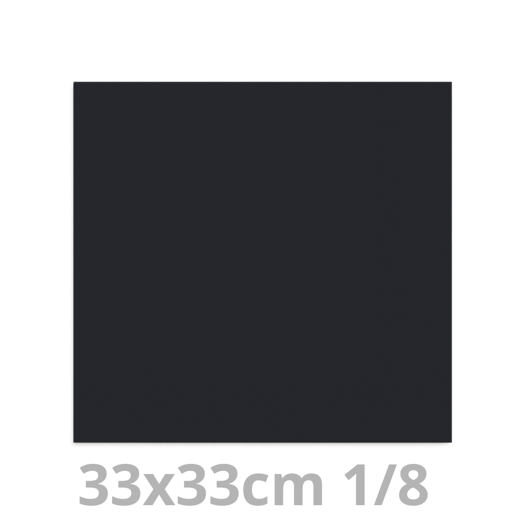 Serviette noir 2 plis 1/8  33x33cm 20x100pcs