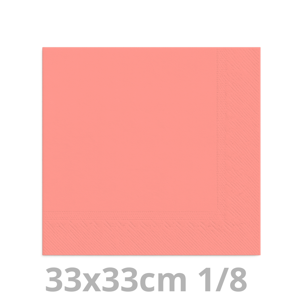 Serviette rose 2 plis 1/8 33x33cm 20x100pcs