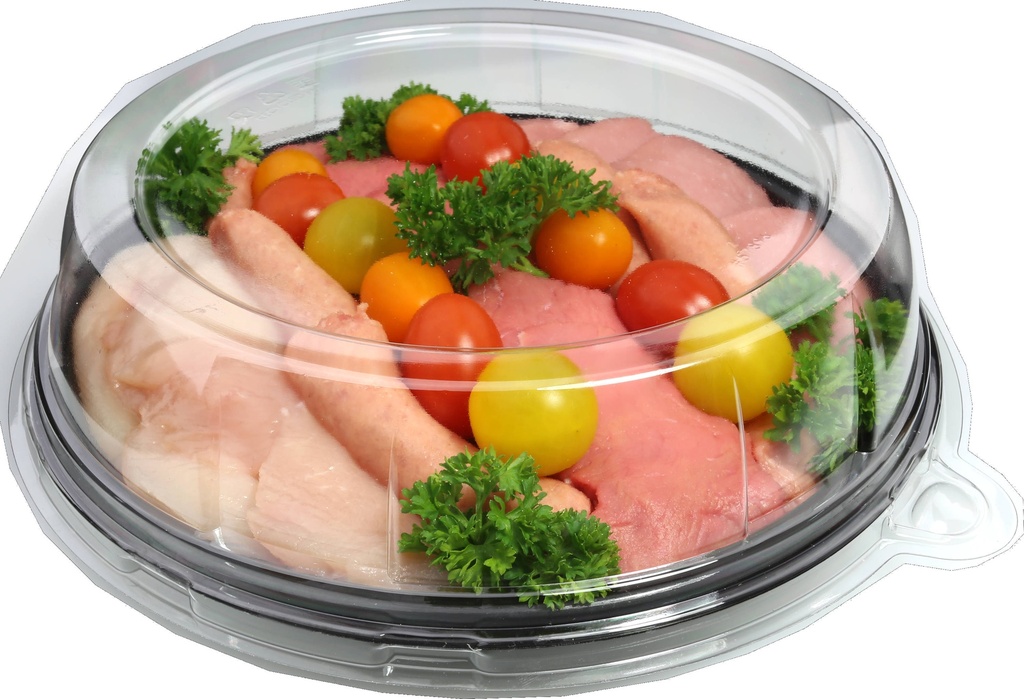 [ROM8709-SAT] Plateau assiette rond marbré rPET Ø23cm 10x25pcs