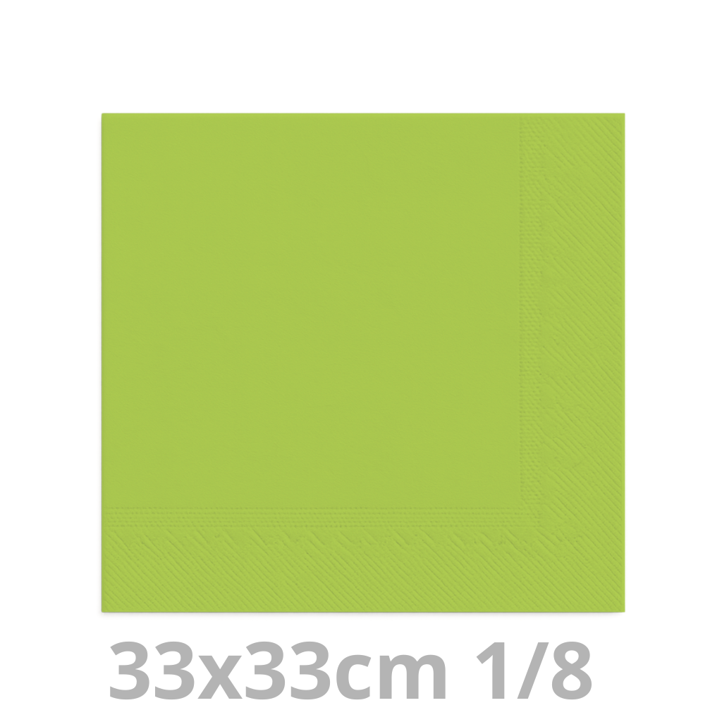 Serviette vert lime 2 plis 1/8 33x33cm 20x100pcs