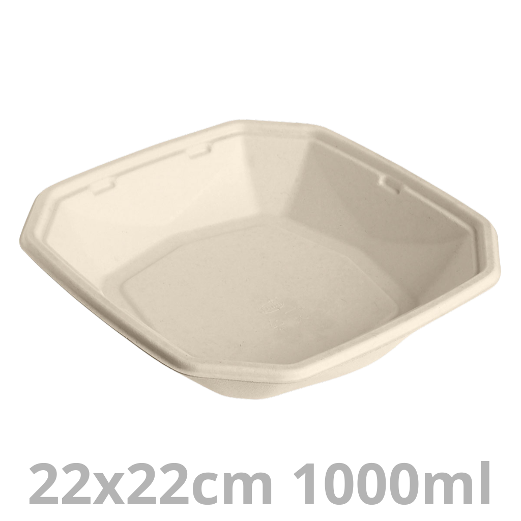 Saladier octogonal laminé 1000ml BAGASSE 22x22cm 8x50pcs