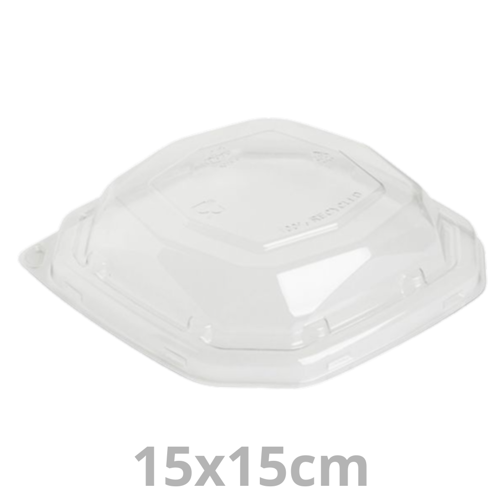 Couvercle rPET pour saladier octogonal BAGASSE 15x15cm 6x50pcs