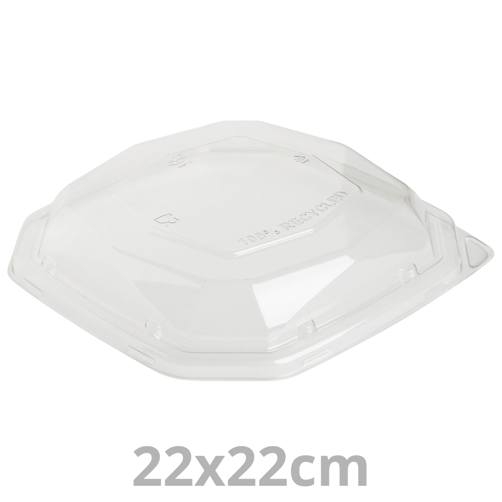 Couvercle rPET pour saladier octogonal BAGASSE 22x22cm 4x50pcs