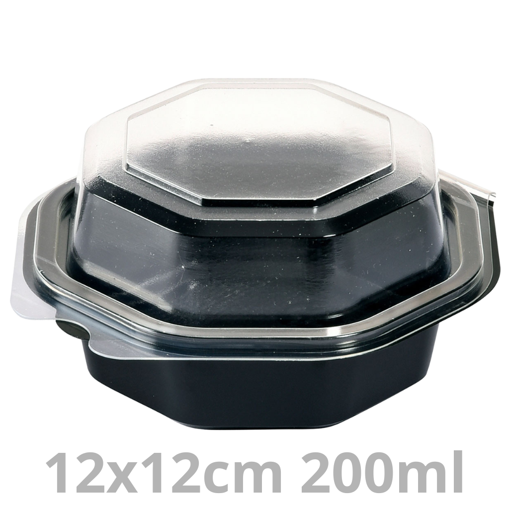 OCTAVIEW ravier octogonal noir avec couvercle transparent 200ml 12x12x6cm 375pcs