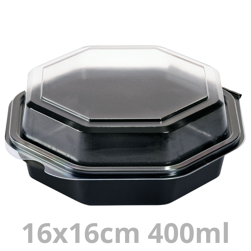 OCTAVIEW ravier octogonal noir avec couvercle transparent 400ml 16x16x6cm 405pcs