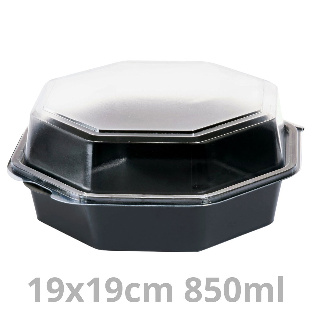 OCTAVIEW ravier octogonal noir avec couvercle transparent 850ml 19x19x8cm 270pcs