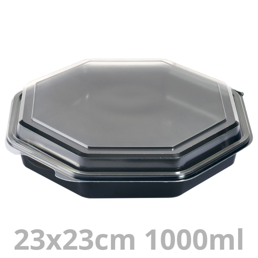 OCTAVIEW ravier octogonal noir avec couvercle transparent 1000ml 23x23x5cm 190pcs