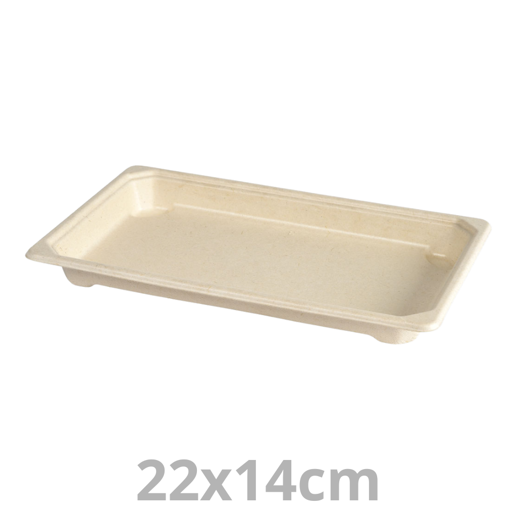 Barquette à sushis rectangulaire laminé 12-16 pièces BAGASSE 22x14cm 440pcs