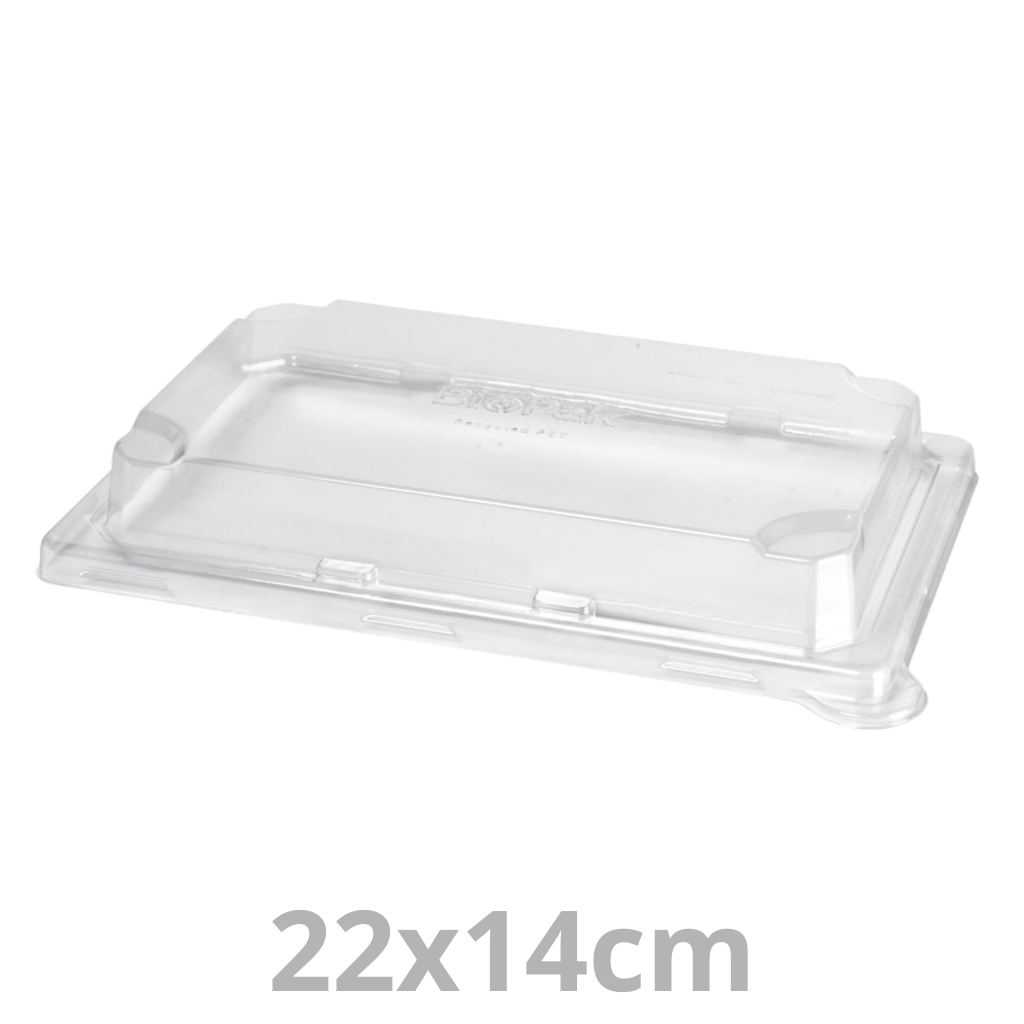Couvercle rPET pour barquette à sushis rectangulaire laminé 12-16 pièces BAGASSE 22x14cm 200pcs