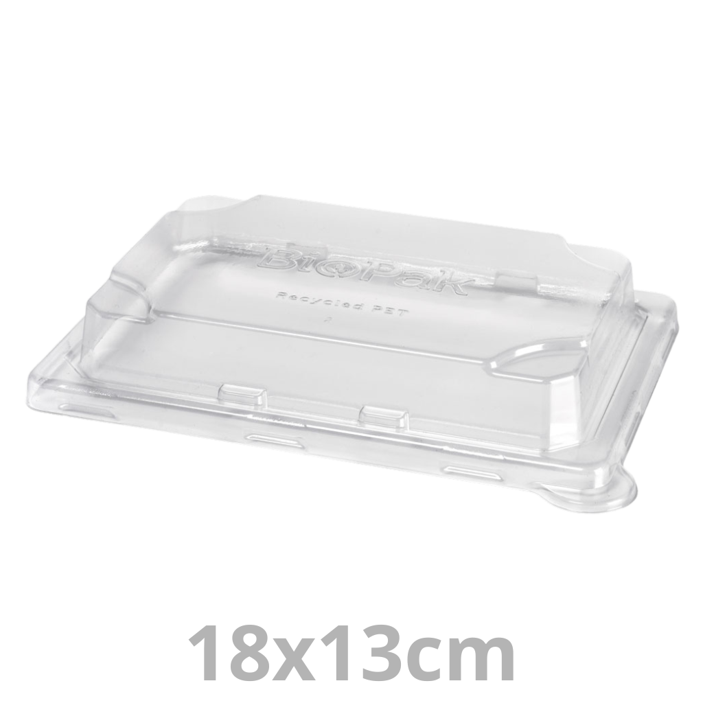 [196732-DUI] Couvercle rPET pour barquette à sushis rectangulaire laminé 6-10 pièces BAGASSE 18x13cm 200pcs
