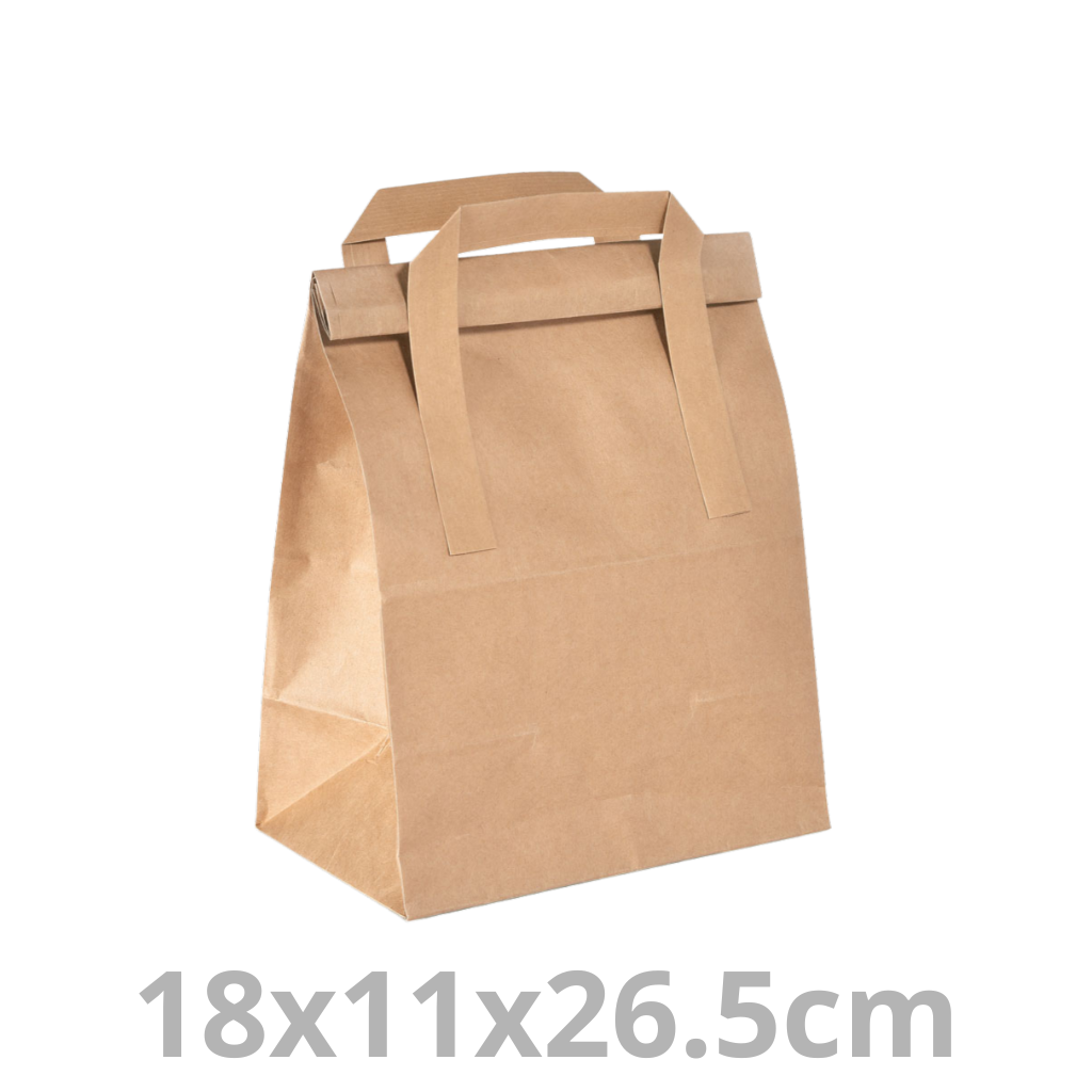 [194776-DUI] Sac à poignées plates Foldbag kraft brun petit 18x11x26.5cm 500pcs
