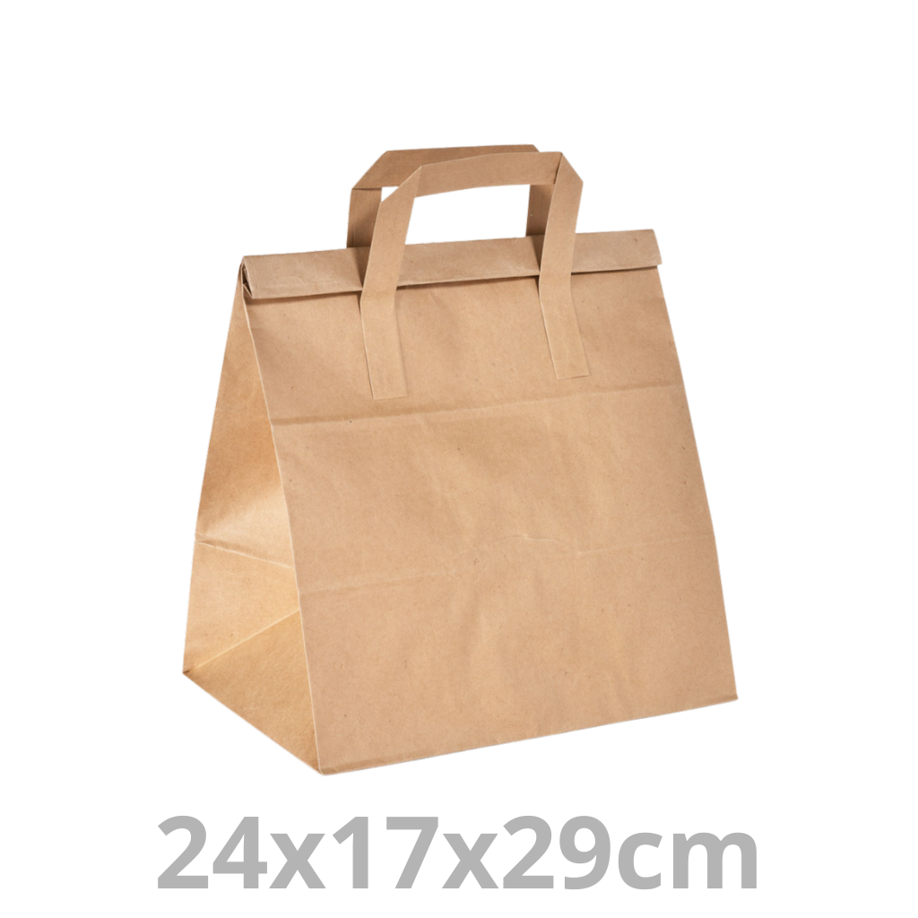 [194777-DUI] Sac à poignées plates Foldbag kraft brun moyen 24x17x29cm 250pcs