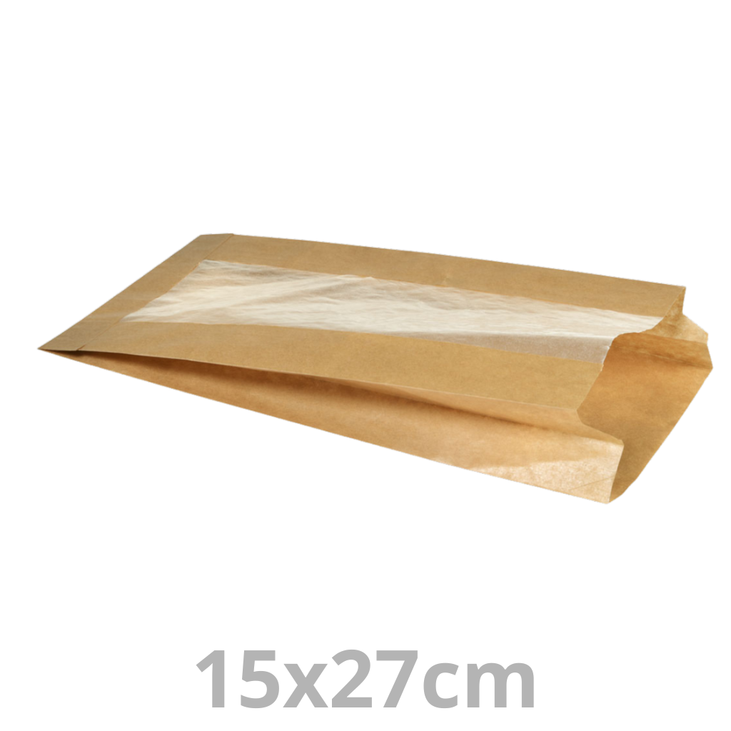 [198229-DUI] Sachet boulangerie brun avec fenêtre 15x27cm 1000pcs