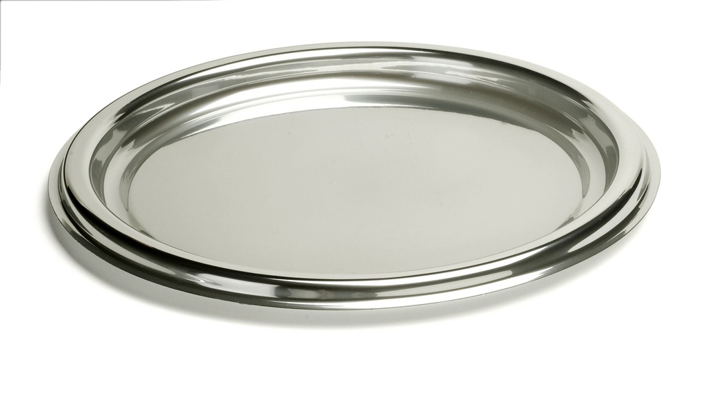 Plateau assiette rond argenté rPET Ø40cm 10x5pcs