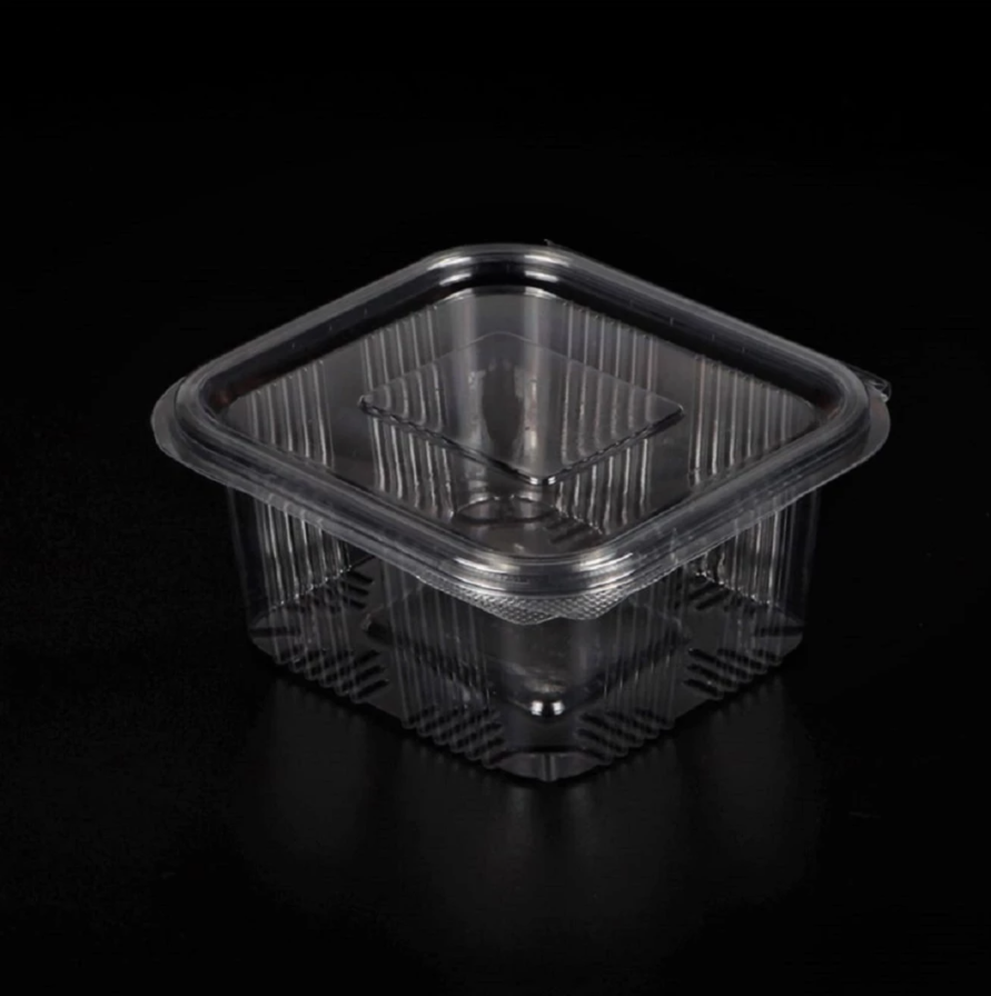 Ravier avec couvercle à charnière carré PET 500ml 12x13cm 600pcs
