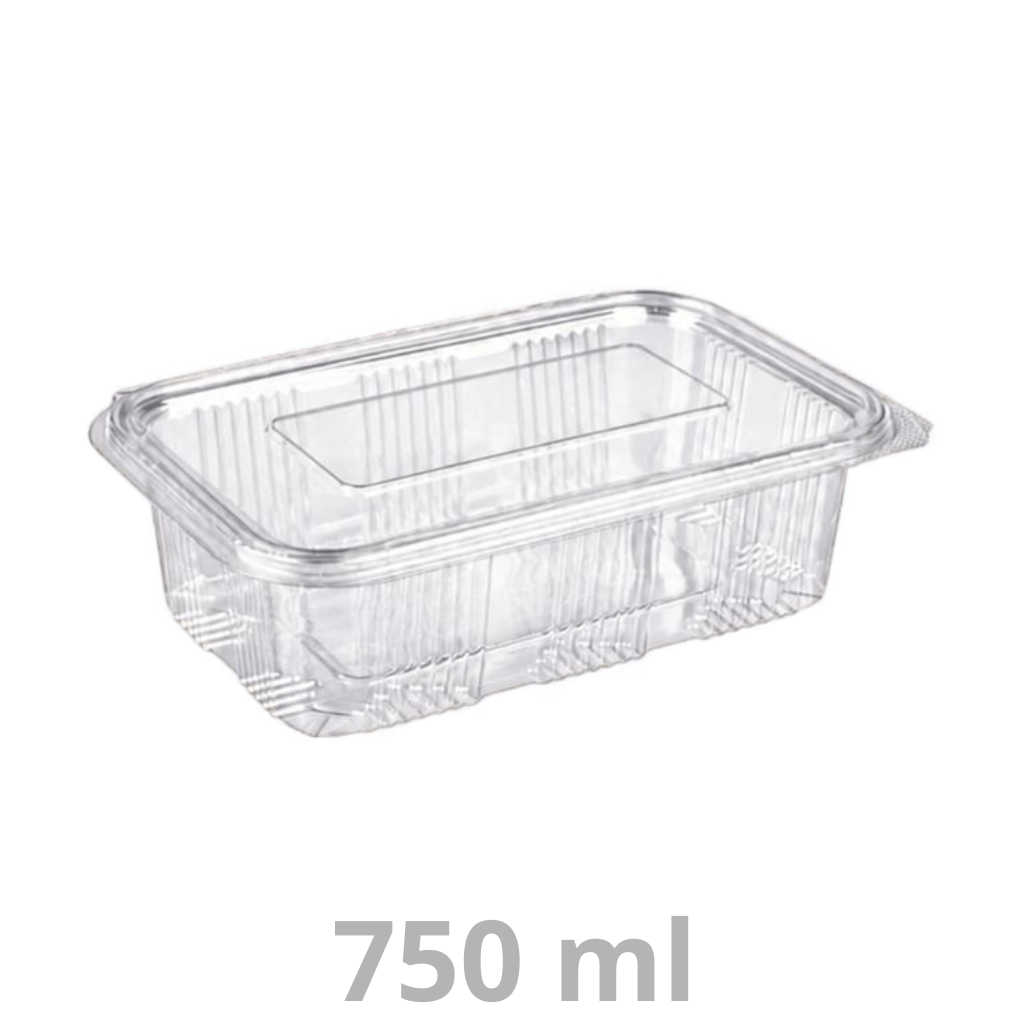 Ravier avec couvercle à charnière rectangulaire PET 750ml 20x13cm 400pcs