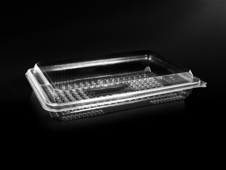 Ravier avec couvercle à charnière rectangulaire pour baklava PET 1000ml 29x22cm 200pcs