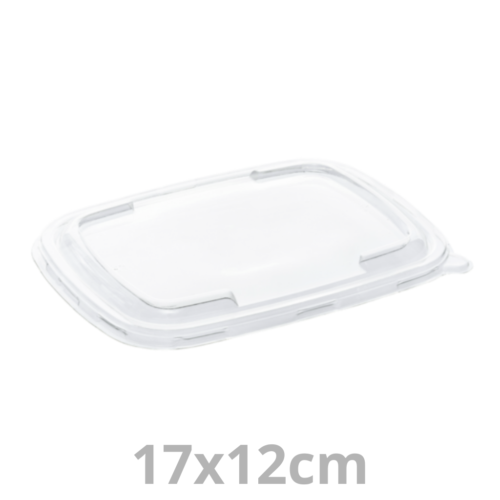 [PAP57032-SAT] Couvercle rPET pour barquette rectangulaire carton 17x12cm 6x50pcs