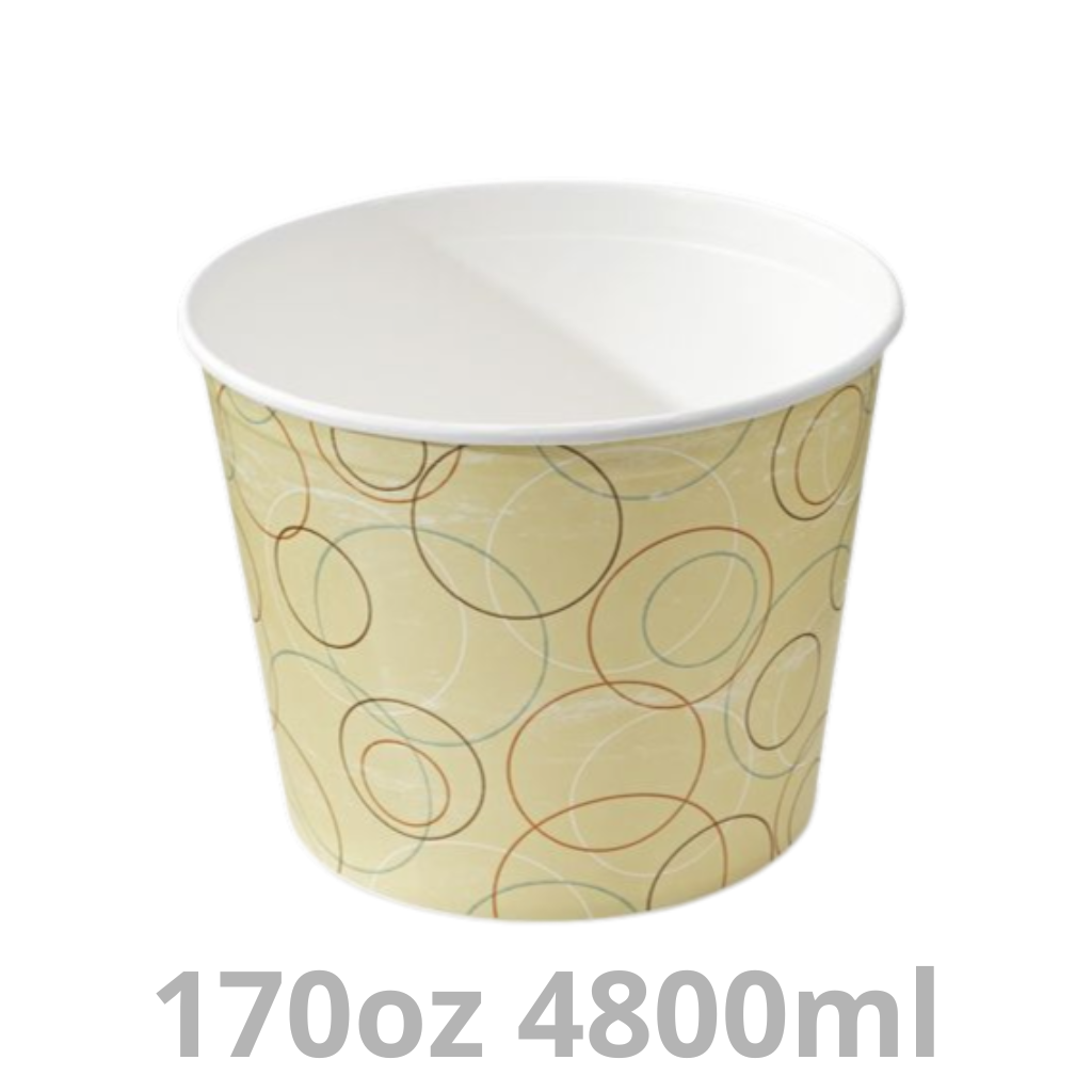 Bucket rond carton avec couvercle champagne 170oz 4800ml Ø22cm 100pcs
