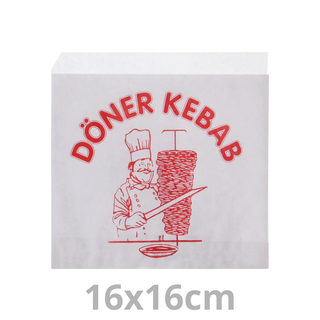 Pochette hamburger blanc Döner Kebab 16x16cm 2x500pcs