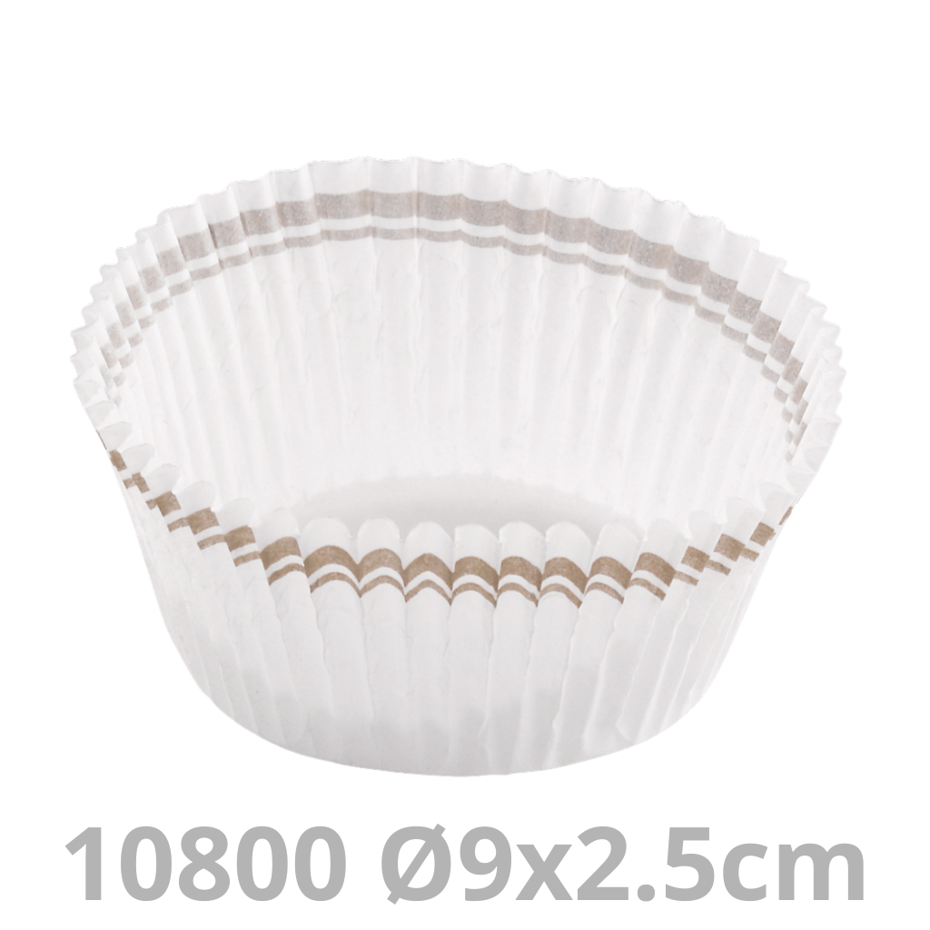[CUV02.10800-SAT] Caissette pâtissière rond blanc/bande or Ø9x2.5cm 10x1000pcs