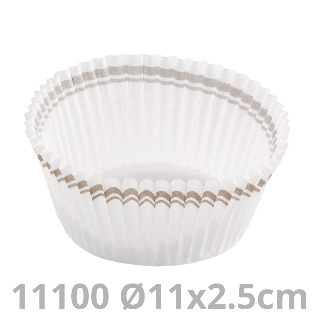 Caissette pâtissière rond blanc/bande or Ø11x2.5cm 10x1000pcs