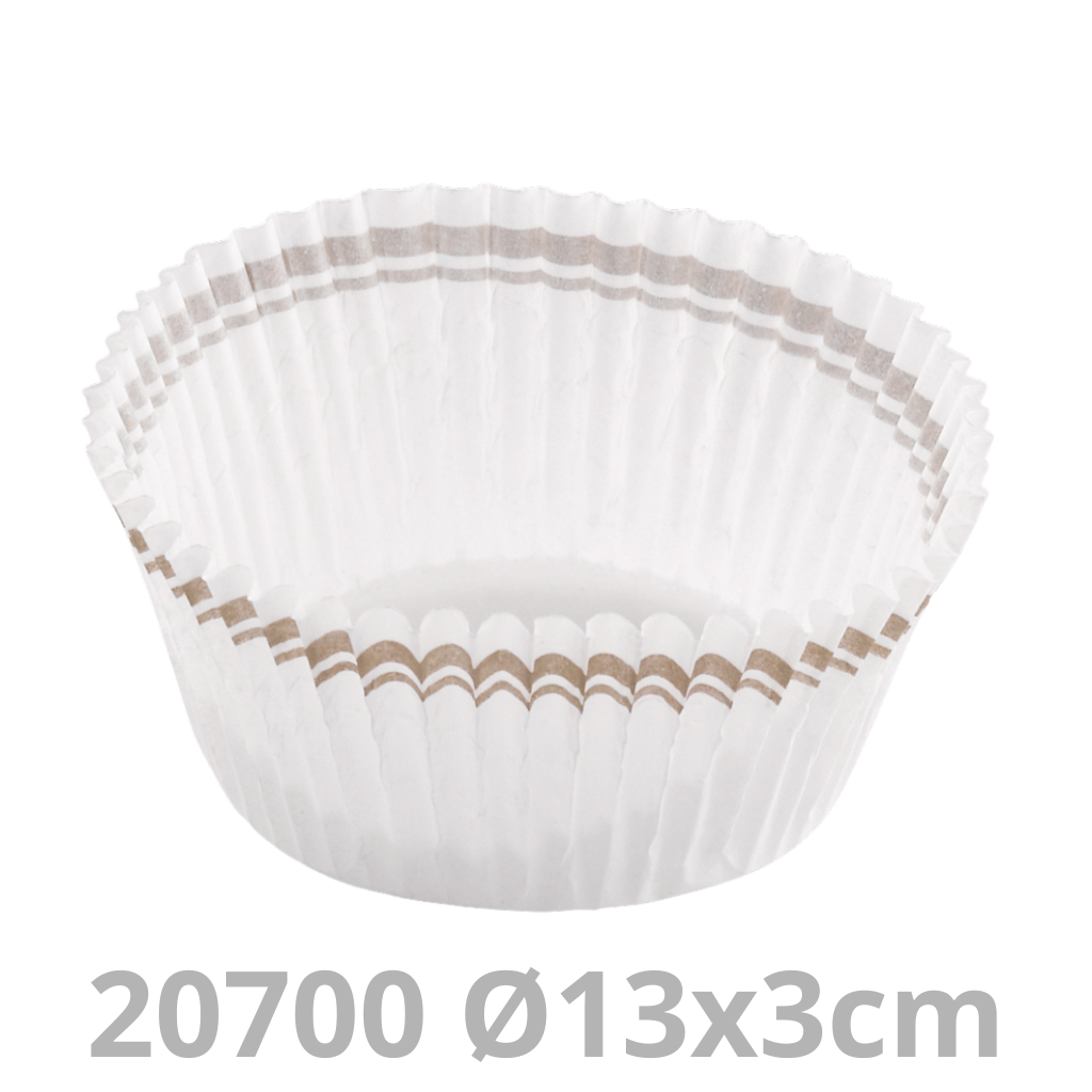 Caissette pâtissière rond blanc/bande or Ø13x3cm 10x1000pcs
