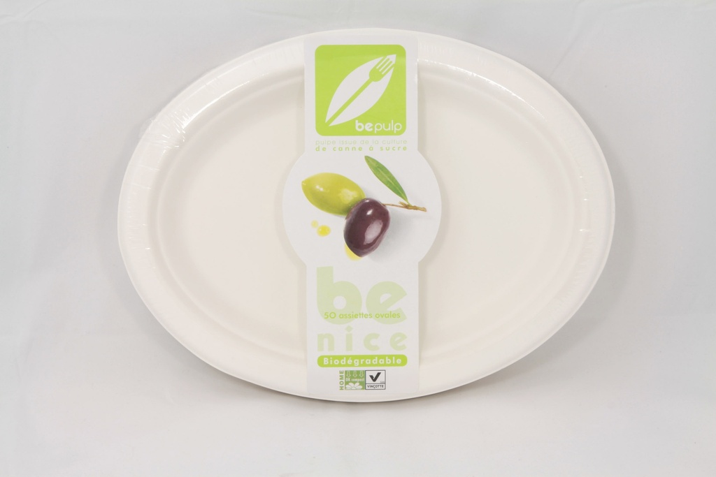 [PUL2003N-SAT] Assiette ovale blanc BEPULP 19x26cm 8x50pcs
