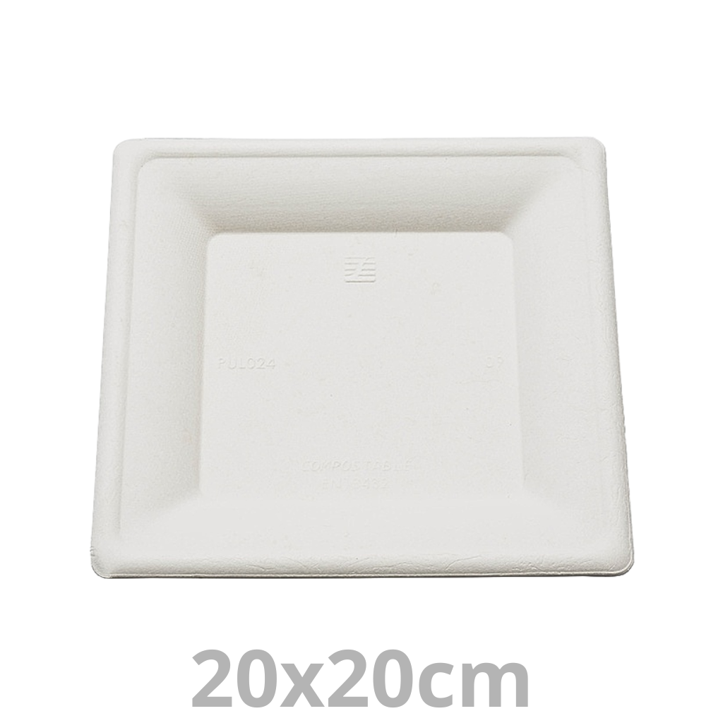 [PUL2025HC-SAT] Assiette carrée blanc BEPULP 20x20cm 20x50pcs