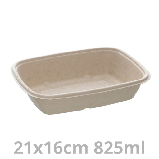 [PUL48632PLA-SAT] Barquette rectangulaire laminé BEPULP 825ml 21x16 cm 4x75pcs
