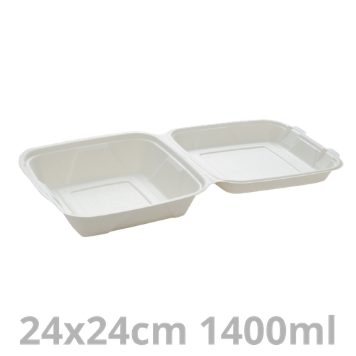 [PUL2012-SAT] Boite repas carrée blanc BEPULP 1400ml 24x24cm 4x50pcs