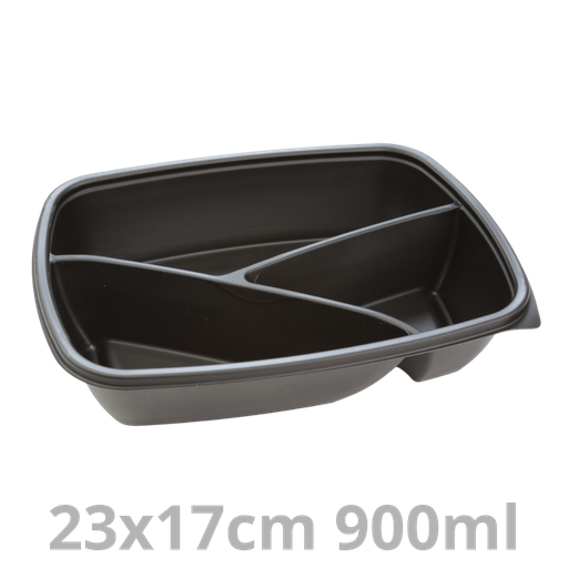 [HOT78330-SAT] FastPac barquette rectangulaire 3 compartiments 900ml 23x17cm 4x75pcs