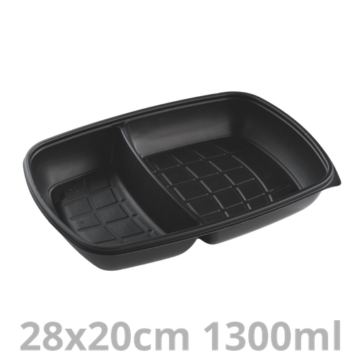 [HOT71243-SAT] FastPac barquette rectangulaire 2 compartiments 1300ml 28x20cm 3x50pcs