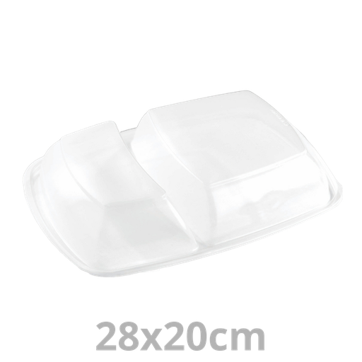 [HOT53172-SAT] Couvercle PP pour FastPac barquette rectangulaire 2 compartiments 28x20cm 3x50pcs