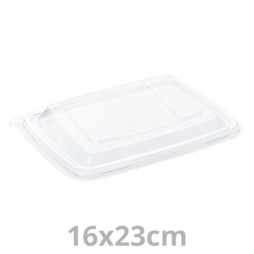 [PUL51621-SAT] Couvercle rPET pour barquette rectangulaire biseauté 16x23cm 4x75pcs