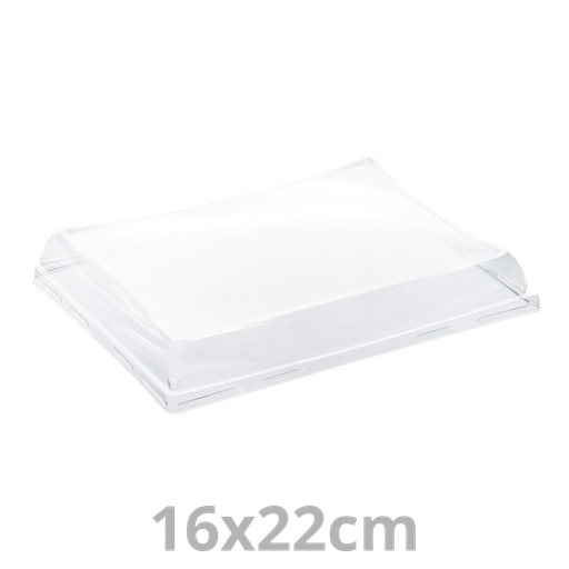 [DOM51622-SAT] Couvercle rPET pour barquette/plateau rectangulaire Pagoda 16x22cm 6x50pcs
