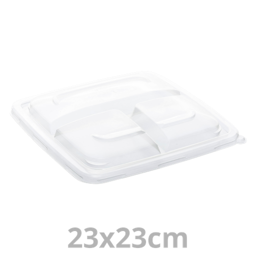 [PUL51903PP-SAT] Couvercle PP pour barquette carrée 3 compartiments 23x23cm 6x25pcs