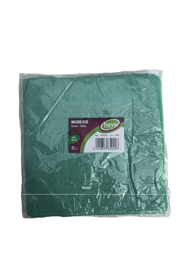 [650028-HEA] lavettes microfibres vert 40x40cm 5pcs