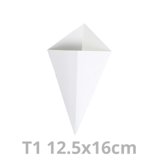 [TIP1-HAY] Cornet à frites T1 blanc carton 12.5x16cm 1000pcs