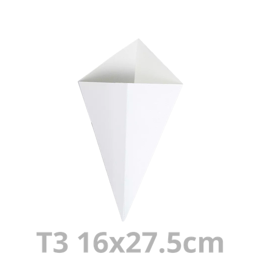 [TIP3-HAY] Cornet à frites T3 blanc carton 16x27.5cm 1000pcs